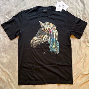 Paul Smith Black Tee with Colorful Zebra Design